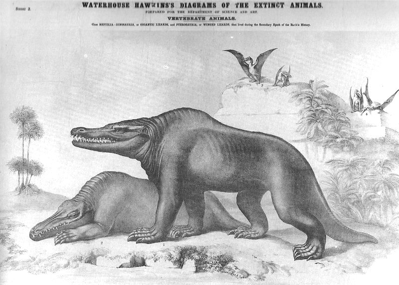 Illustration for article titled Strange 19th Century Drawings of Dinosaurs and Other Extinct Animals